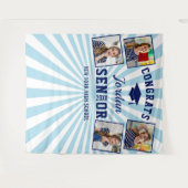 Moderne Navy Blue Afstuderen 4 Fotohokje Achtergro Wandkleed (Voorkant (horizontaal))