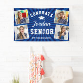 Moderne Navy Blue Afstuderen klasse 2023 PHOTO Spandoek (Insitu)