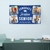 Moderne Navy Blue Afstuderen klasse 2023 PHOTO Spandoek (Beurs)
