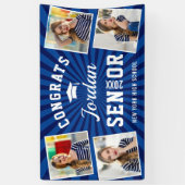 Moderne Navy Blue Afstuderen klasse 2023 PHOTO Spandoek (Verticaal)