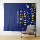 Moderne Navy Blue Afstuderen Photo Booth Backdrop Wandkleed (In Situ (horizontaal))