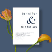 Moderne Navy Blue Ampersand Wedding Kaart