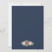 Moderne Navy Blue Blush Gouden Bloemen Huwelijk Kaart (Achterkant)