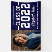 Moderne Navy Blue Class of 2022 Photo Afstuderen B Spandoek (Verticaal)