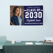 Moderne Navy Blue Class of 2022 Photo Afstuderen Spandoek (Beurs)