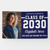 Moderne Navy Blue Class of 2022 Photo Afstuderen Spandoek (Horizontaal)