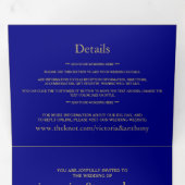 Moderne Navy Blue & Crimson Red Wedding Suite Drieluik Uitnodiging (Binnenzijde eerst)