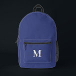 Moderne Navy Blue Custom Monogram Naam Bedrukte Rugzak<br><div class="desc">Moderne Navy Blue Custom Monogram Naam Gedrukte Rugzak</div>