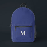 Moderne Navy Blue Custom Monogram Naam Bedrukte Rugzak<br><div class="desc">Moderne Navy Blue Custom Monogram Naam Gedrukte Rugzak</div>
