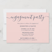Moderne Navy Blue en Blush Engagement Party Kaart (Voorkant)