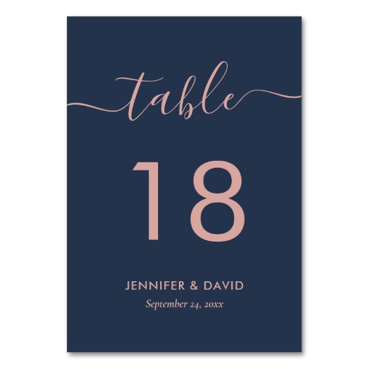 Moderne Navy Blue- en Blush Table Number-kaart Kaart (Achterkant)