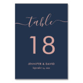 Moderne Navy Blue- en Blush Table Number-kaart Kaart (Voorkant)