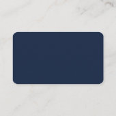 Moderne Navy Blue en White Simple Script-gegevens Informatiekaartje (Achterkant)