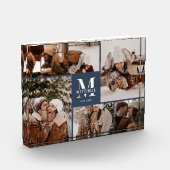 Moderne Navy Blue familie foto collage herinnering (Links)