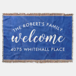 Moderne Navy Blue Familie Naam Welkom Deken