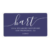 Moderne Navy Blue Familie Retouradres Etiket (Voorkant)