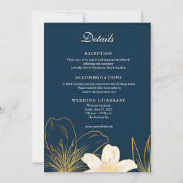 Moderne Navy Blue Flower Wedding Enclosure kaarten