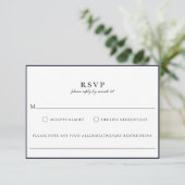 Moderne Navy Blue Food Allergy RSVP-kaart RSVP Kaartje (Staand voorkant)