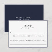 Moderne Navy Blue Food Allergy RSVP-kaart RSVP Kaartje (Voorkant / Achterkant)