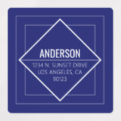 Moderne Navy Blue Geometrische Retouradres  Labels (Design 1)