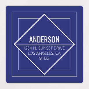 Moderne Navy Blue Geometrische Retouradres Labels