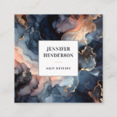 Moderne Navy Blue Gold Glitter Agaat Waterverf Vierkante Visitekaartje (Voorkant)