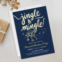 Moderne Navy Blue Jingle And Mingle Cocktail Scrip