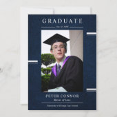 Moderne Navy Blue Laag Afstudeerfeest Kaart (Voorkant)