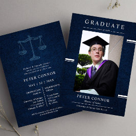 Moderne Navy Blue Laag Afstudeerfeest Kaart