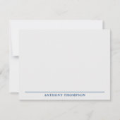 Moderne Navy Blue Line Briefpapier Notitiekaartje (Voorkant)