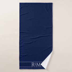 Moderne Navy Blue Monogram Badhanddoek
