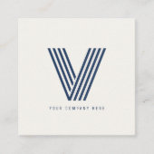 Moderne Navy Blue Monogram QR Code Zakelijke Visit Vierkante Visitekaartje (Voorkant)