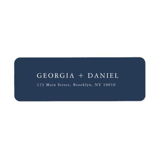 Moderne Navy Blue Names Return Address Label (Voorkant)