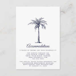 Moderne Navy Blue Palm Beach Trouwaccommodaties Informatiekaartje