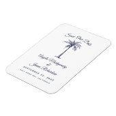 Moderne Navy Blue Palm Beach Trouwkaart Opslaan Da Magneet (Linkerzijde)