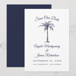Moderne Navy Blue Palm Beach Trouwkaart Opslaan Da Save The Date