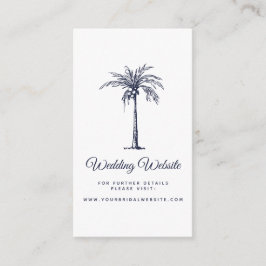 Moderne Navy Blue Palm Beach Trouwwebsite Informatiekaartje