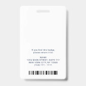 Moderne Navy Blue Photo Barcode Business Logo Name Badge (Achterkant)