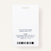 Moderne Navy Blue Photo Barcode Business Logo Name Badge (Achterkant)