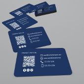 Moderne Navy Blue QR Code Foto Netwerken Visitekaartje