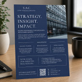 Moderne Navy Blue QR Code Professionele Consultant Flyer