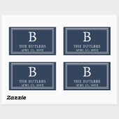 Moderne Navy Blue Rechthoekige Sticker (Vel)