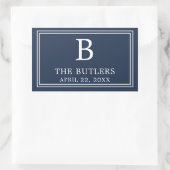 Moderne Navy Blue Rechthoekige Sticker (Tas)