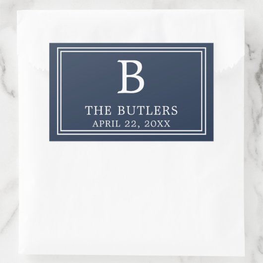 Moderne Navy Blue Rechthoekige Sticker (Tas)