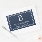 Moderne Navy Blue Rechthoekige Sticker (Envelop)