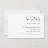 Moderne Navy Blue Script Trouw RSVP Kaartje (Voorkant)