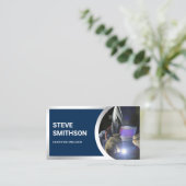 Moderne Navy Blue Steel Welding Fabricator Welder Visitekaartje (Staand voorkant)
