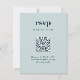 Moderne Navy Blue trendy mix match trouw-QR-code RSVP Kaartje