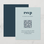 Moderne Navy Blue trendy mix match trouw-QR-code RSVP Kaartje (Voorkant / Achterkant)