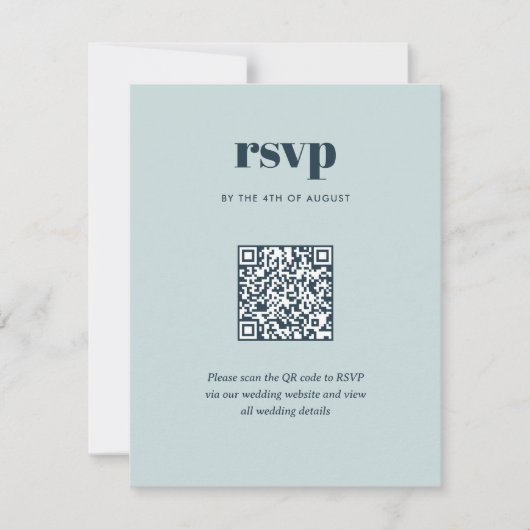 Moderne Navy Blue Trendy Mix Match Wedding QR-code RSVP Kaartje (Voorkant)